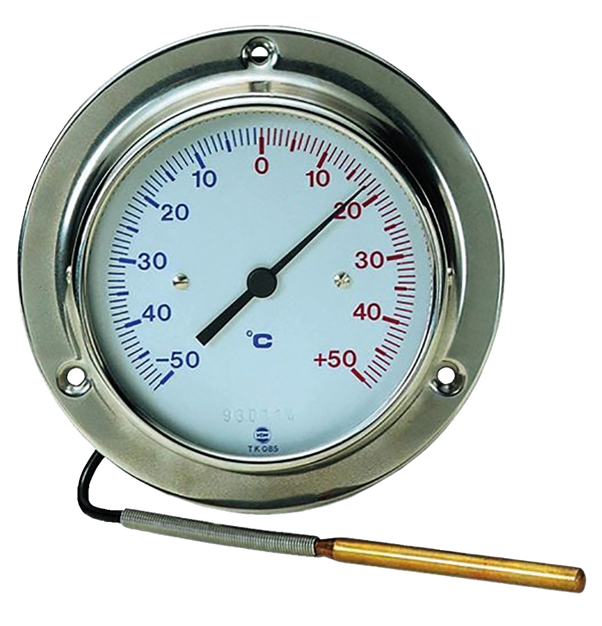 6901002 Wijzerthermometer TK 085 diam. 100 mm met onder-/achteraansluiting schaalbereik -50/+50 gr. C